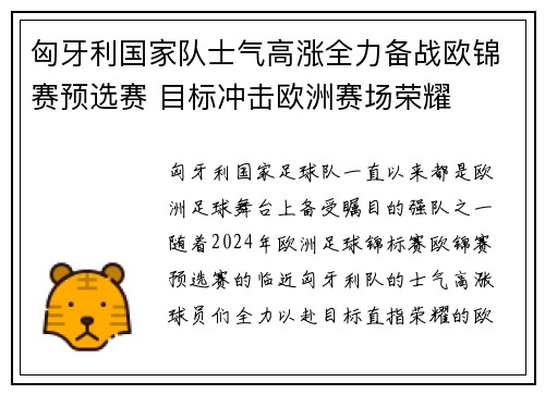 匈牙利国家队士气高涨全力备战欧锦赛预选赛 目标冲击欧洲赛场荣耀