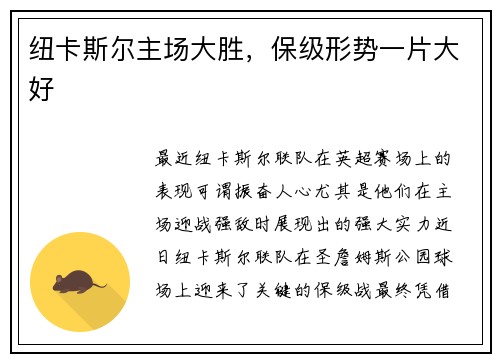 纽卡斯尔主场大胜,保级形势一片大好
